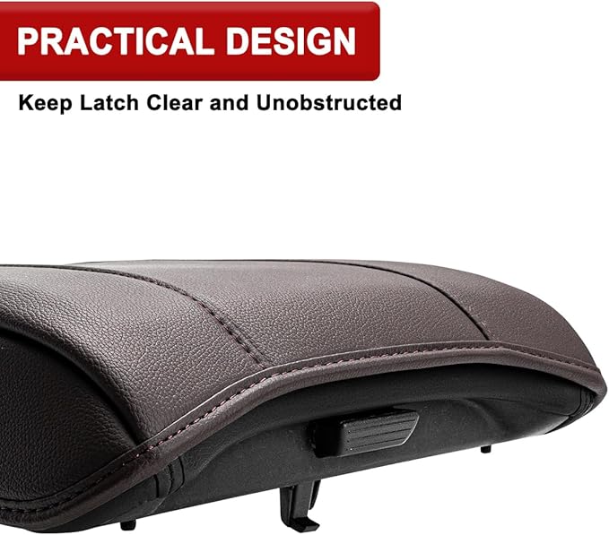Center Console Armrest Cover for Honda Pilot 2023-2026, Passport 2024-2026, Ridgeline 2024 2025, Durable Middle Console Lid Covering, PU Leather Trim, Anti-Scratch, Brown