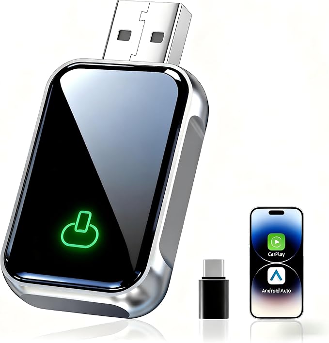 Wireless CarPlay Adapter for Apple iPhone & Android Auto - 2-in-1 Fast & Stable Mini CarPlay Adapter Convert Wired to Wireless, Plug & Play, Auto-Connect, No Delay, BT 5.4, 2.4G/5G WiFi