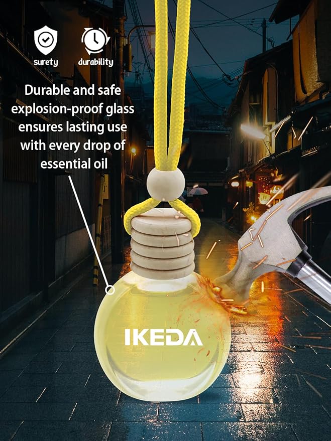 Ikeda Car Air Freshener: Hanging Car Smell Air Freshener | 10ml Hanging Car Perfume | Long Lasting Fragrance | Strong Scents Diffuser for Auto Home (Pineapple)