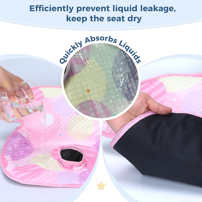 COOLBEBE Piddle Pads Car Seat Protector for Potty Training, 2 Pack Dry Waterproof Car Seat Liner Toilet Training & Strap Covers for Baby Infant, Baby Car Seat Pad Cover for Strollers, Carseat (Pink)