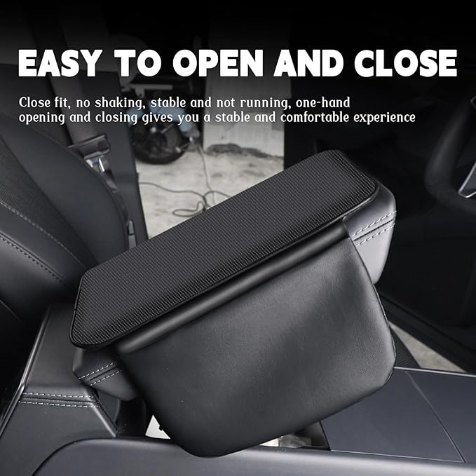Car Armrest Cover Pad - Nappa Leather Car Center Console Cover with Breathable Holes, Non-Slip Auto Arm Rest Cushion, Universal Car Interior Accessories Fit forTesla Model Y