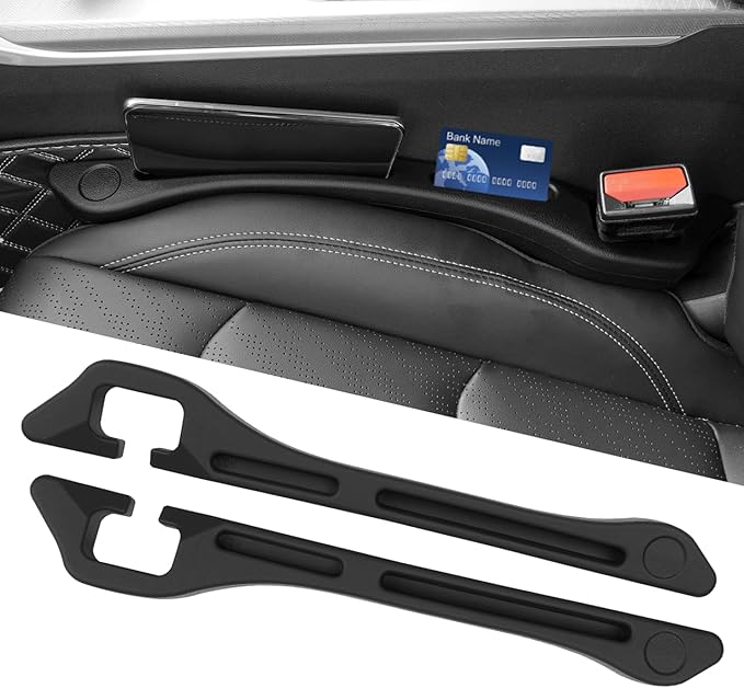 Car Seat Gap Filler 2-Pack, Universal Car Seat Gap Filler Organizer, Seat Gap Plug – Fills Gap Between Seat & Console (Premium Black)