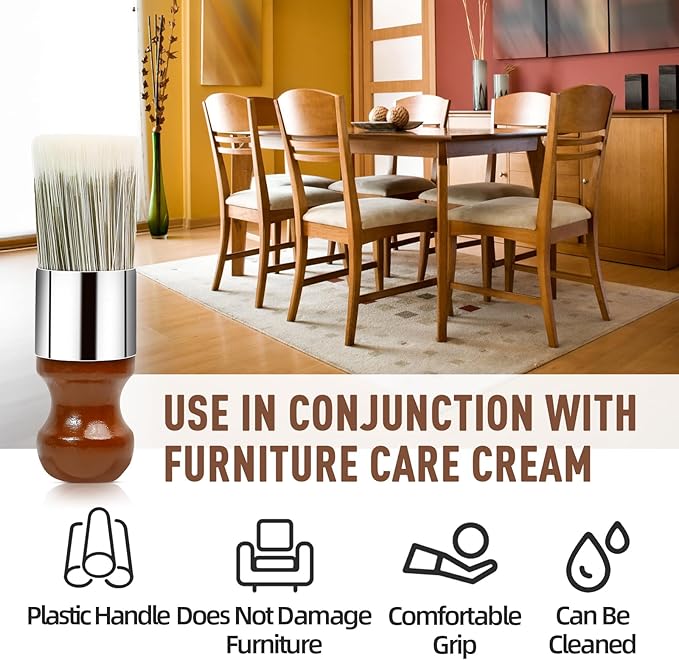 Horse Hair Brush for Leather and Furniture Salve - Durable Wax Brushing Tool with Comfortable Handle for Home Leather Cleaning