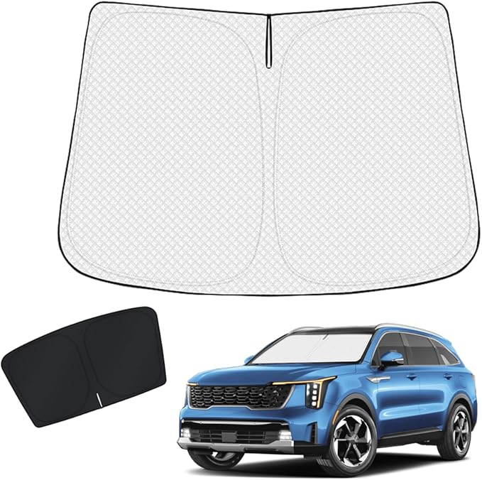 KUST Windshield Sun Shade Custom Fit for 2026 2025 2024 2023 2022 2021 Kia Sorento Accessories Sun Shade Front Windshield Sun Visor Foldable Thicker 5-Layer Block Heat and Sun UV Rays