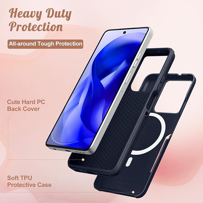 LISEVOfor Moto G Power 2025 Case - for Motorola Moto G Play 2025 Case Compatible with MagSafe Women Cute Girls Boys Magnetic Protective Phone Cover Cool Blue Unique Heavy Duty Shockproof Design