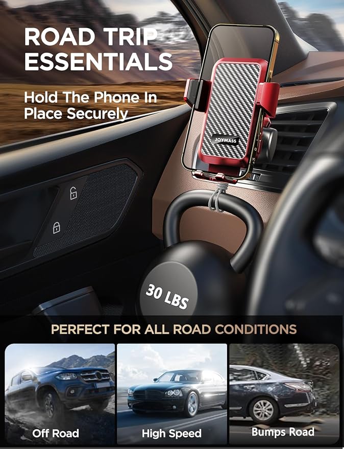JOYMASS Wireless Car Charger, 15W Fast Charging Auto Clamping Car Charger Cell Phone Holder Mount Vent for iPhone 15 14 13 12 Mini Pro Max 11 XR, Samsung Galaxy S23 Ultra S22 S21+ Note 20, etc - Red