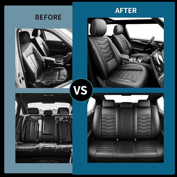 Fit FJ Cruiser Car Seat Covers Full Set Premium Leather for Toyota Fj Cruiser 2007-2014. Waterproof， Breathable，Scratch-Resistant & All-Weather Seat Cushion Protector (5 Seats,Black)