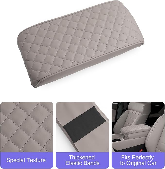 Center Console Cover Compatible with 2024 2025 2026 Hyundai Santa Fe Accessories Santa Fe Armrest Cover 2025 2026 Santa Fe SE/SEL/XRT/Limited/Calligraphy Armrest Console Cover Soft Leather(Thick Gray)