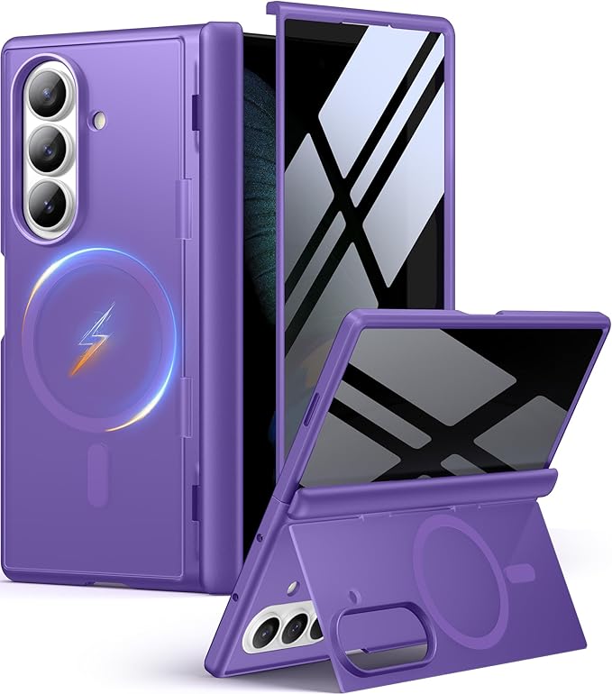 MOBOSI for Samsung Galaxy Z Fold 7 Case with Privacy Screen Protector, [Compatible with Magsafe], [Built-in Kickstand & Full Body Hinge Protection] Magnetic Slim Phone Case for Z Fold7, Purple