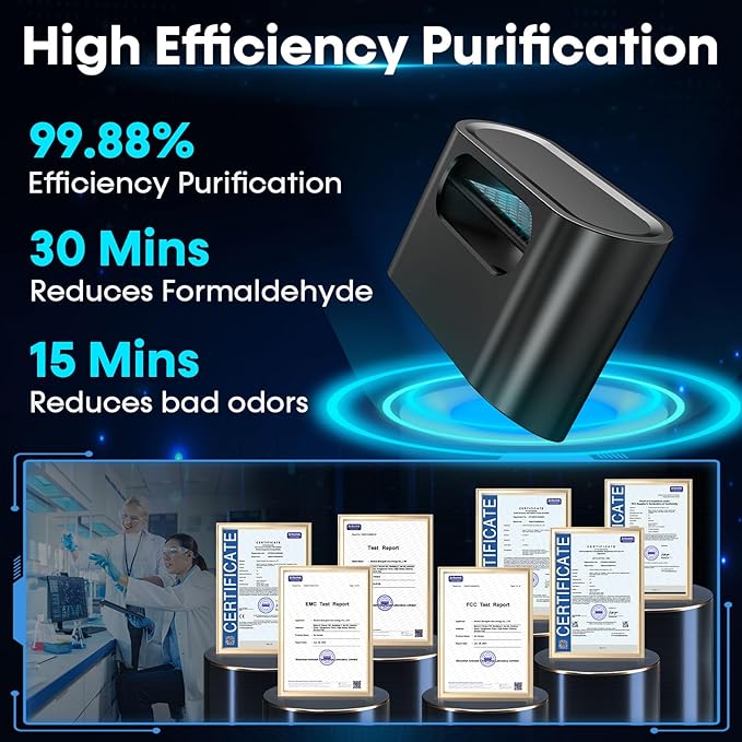 Compact Car Air Purifier for Odor - Easy Install Filter Free Odor Eliminator for Smoke/Pet Odors/VOCs - Silent Operation Universal Vent Clip for Car by Yakry