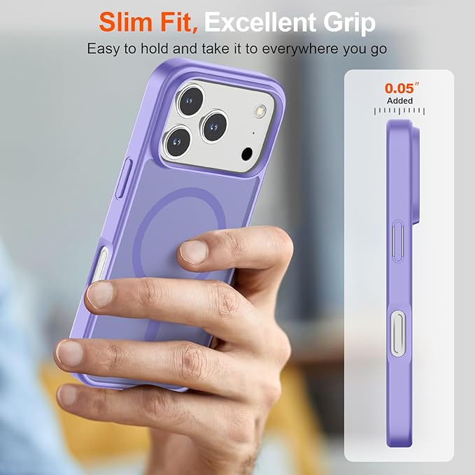 SUPFINE Magnetic for iPhone 17 Pro Case (Compatible with MagSafe)(Military Grade Drop Protection) Translucent Matte Shockproof with Anti-Fingerprint Phone Cover 2025,Purple
