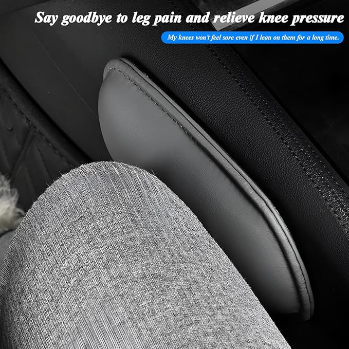 Mandark Car Knee Cushion Pad, Leather Memory Foam Vehicle Door Armrest Pillow for Leg Elbow, Comfort Auto Interior Center Console Thigh Support Mat Accessories, Universal for Most Cars (Gray)