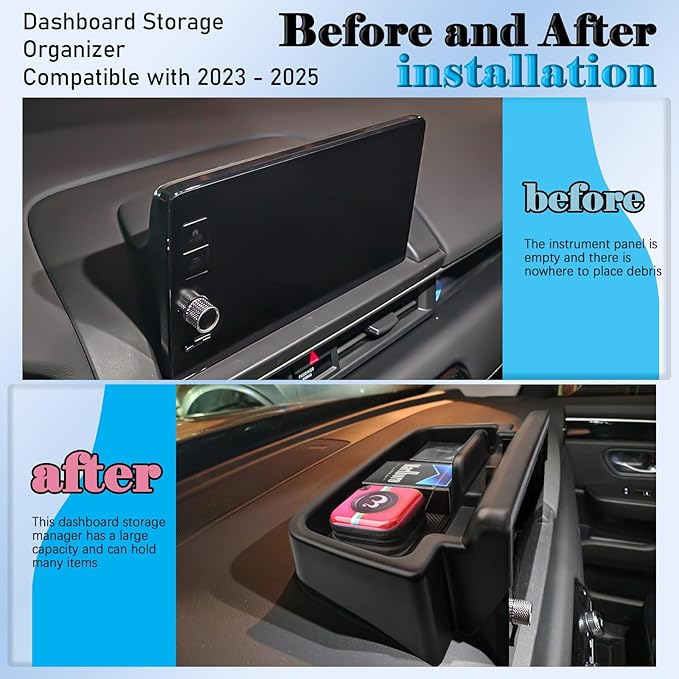 EDBETOS Pilot Center Console Dashboard Organizer Compatible with Honda Pilot Accessories 2023 2024 2025 Elite/Touring/TrailSport/EX-L 9-in Behind Screen Dash Storage Insert Glasses Holder Tissue Tray