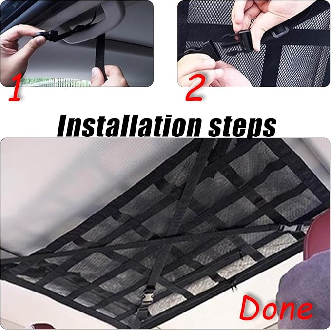 Overhead Car Organizer, Compatible with Ford F-150 XL/Raptor 2010-2025 Car Roof Storage Net Universal Car Ceiling Storage for Camping Storage Bag,Beige-Medium