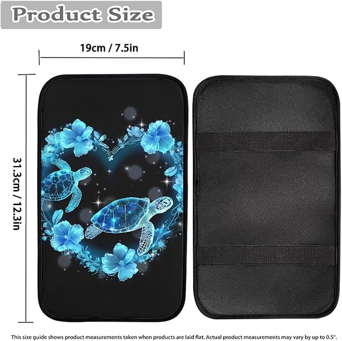 Blue Sea Turtle Vehicle Armrest Covers Car Center Console Cushion Pad Middle Storage Organizer Pad Universal Style Car Interior Thanksgiving Decor
