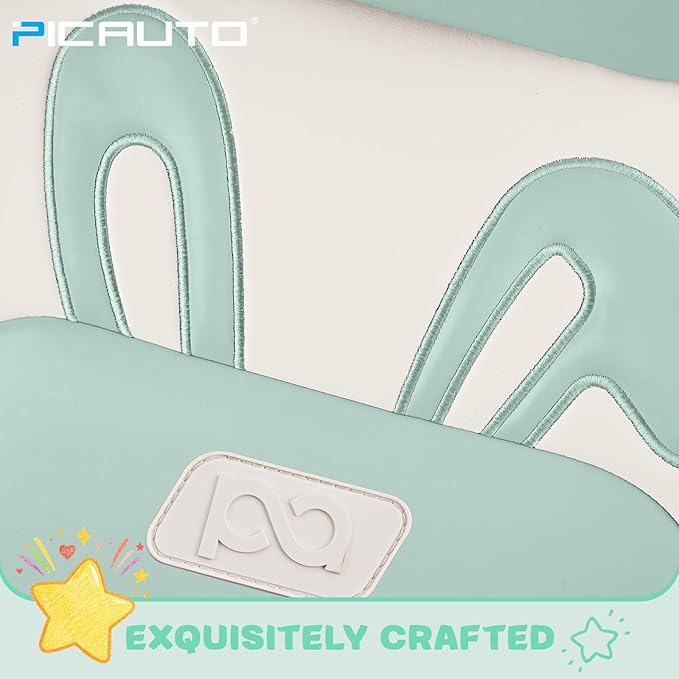 PIC AUTO Car Seat Covers, Cute Rabbit Premium Green Leather Seat Covers, Universal Fit Front Seat Covers for Cars, Trucks, SUVs, Soft & Wear-Resistant Auto Interior Protection with Airbag-Compatible