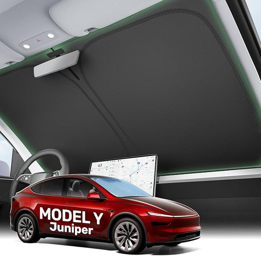 2025 Upgraded Zanch Car Front Windshield Sun Shade- Ultimate UV Protection & Heat Reduction|OEM Design|Innovative No Light Leakage Technology|Fit for Tesla Model Y Juniper