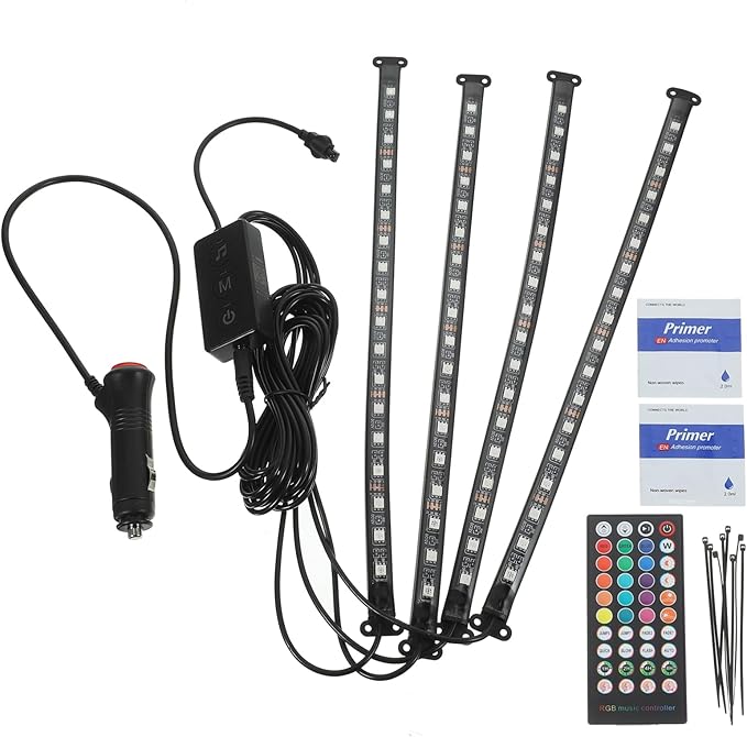 MAGICLULU LED Car Interior Light Strip Kit 72 LED Remote Control Ambient Lighting for Cars Adjustable Color Easy to Install Decorative Trim Lights