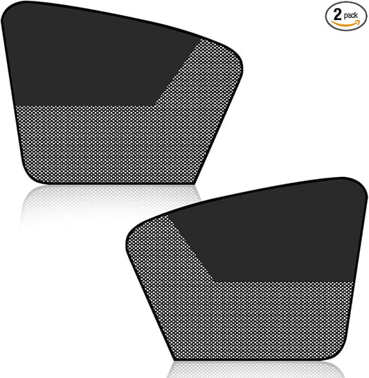 Car Front Side Window Sunshade, Magnetic Automotive Windshield Privacy Curtain with Half Shade, Mesh Sun Protection Cover Blocks Heat, Glare, UV Rays for Driver Passenger (Front)