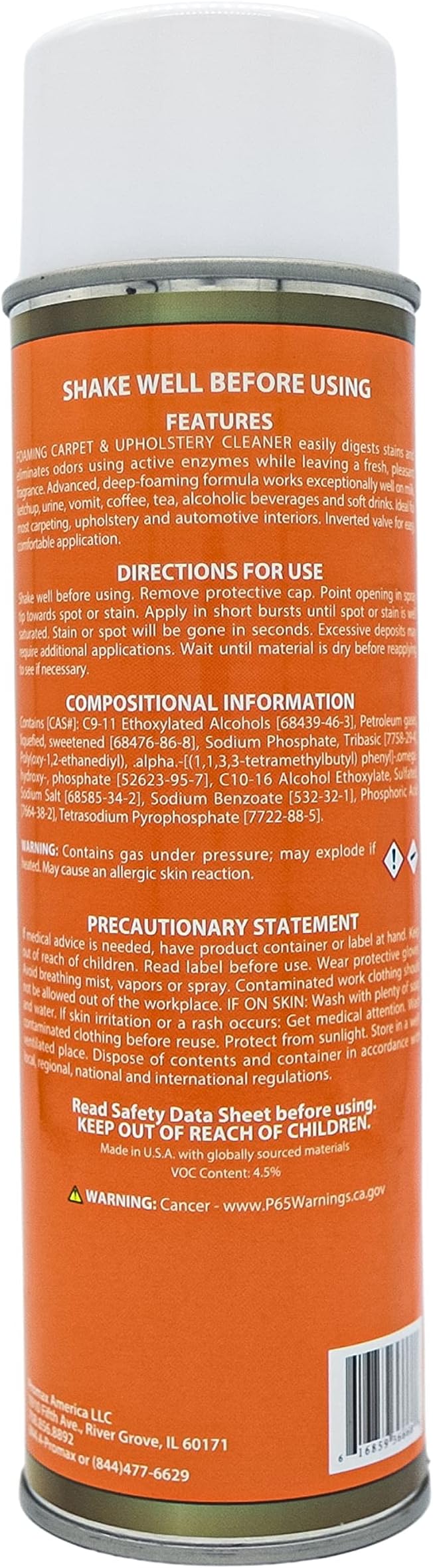 Carpet & Upholstery Cleaner 20 oz (D723) 3X Cleaning Power & Odor Eliminator, Automotive Interior, Car Carpet, Seats, Floor Mats, Removes Stubborn Stains & Odors