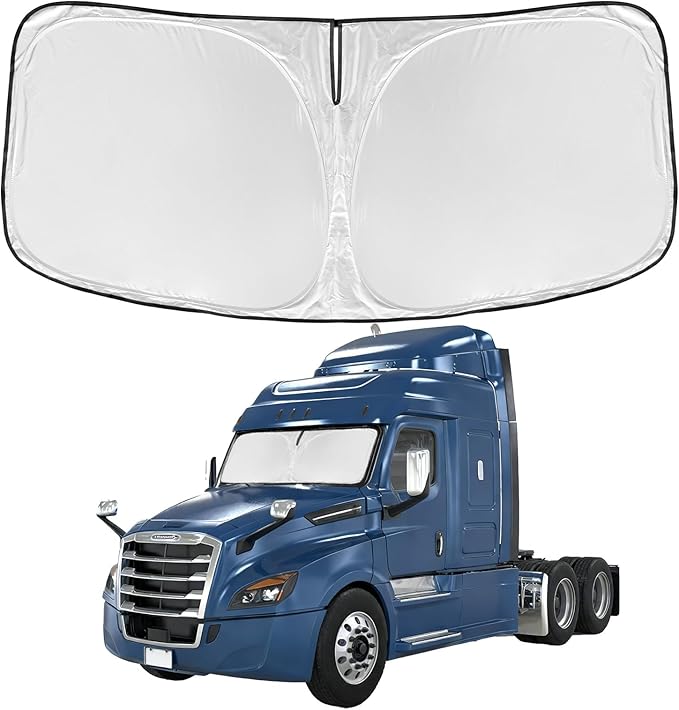 Windshield Sunshade for Freightliner Cascadia 2022-2026 Sun Shade Car Windshield Accessories Upgrade 4 Layers Blocks UV Rays Custom Fit Cascadia 240T Car Window Shades Front Windshield Keep Cool