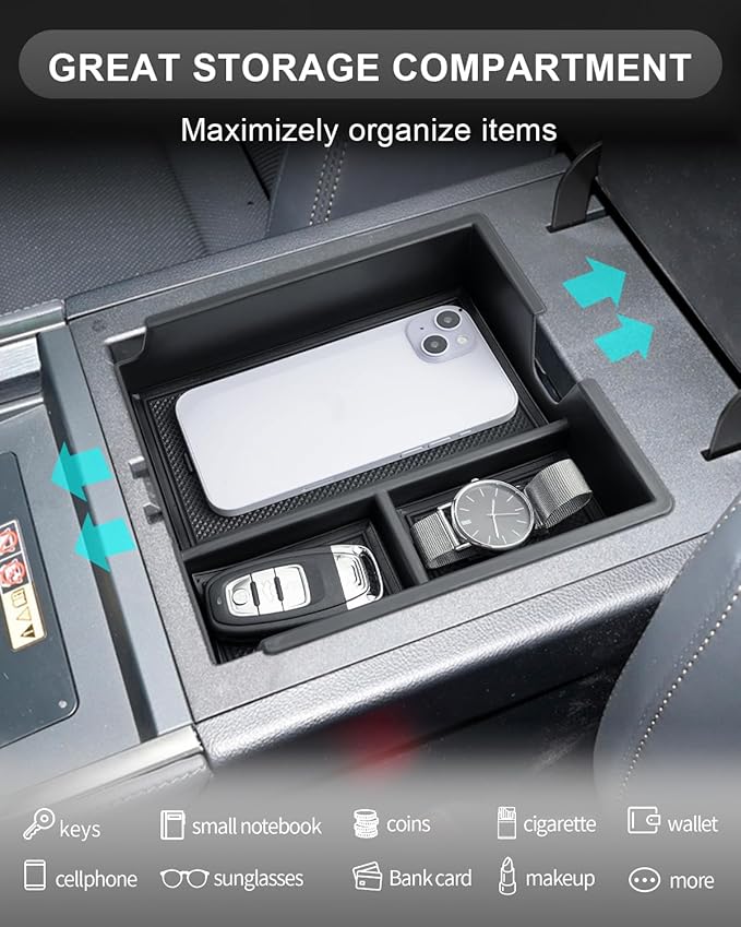 CDEFG for 2024 2025 2026 Lexus GX 550 Center Console Organizer 2024-2026 GX 550 Accessories Middle Console Organizer GX550 Armrest Storage Box(Not for Cool Box)
