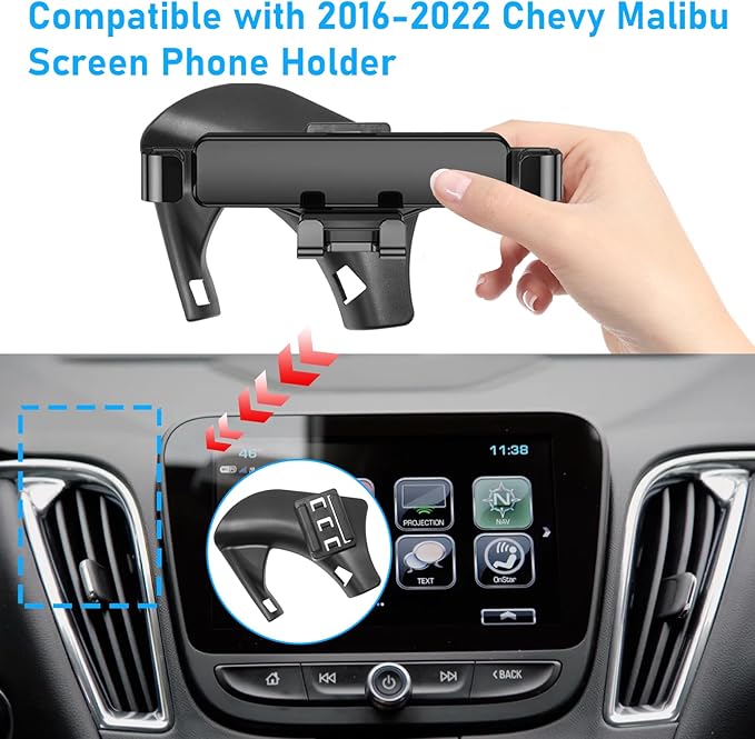 Compatible with Chevy Malibu Phone Holder Mount 2017-2022 for Car Air Vent,Malibu Cell Phone Mount Anti-Shake,9th Gen Malibu Phone Holder Mount-360 Degree Rotation Malibu Vent Phone Stand,Black