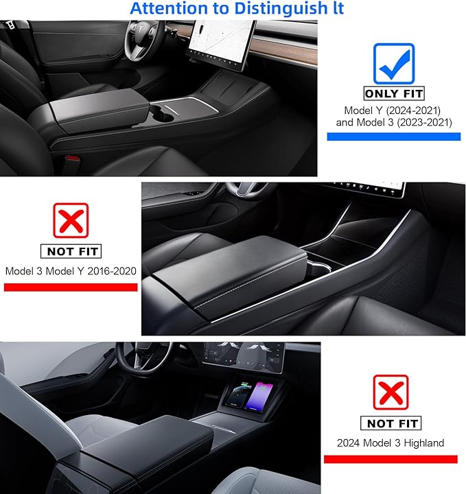 WinDu 5PCS Model 3 Model Y Center Console Organizer Tray Compatible for Tesla 2021-2024 Model Y and 2021-2023 Model 3 Accessories Armrest Hidden Box Storage Tray Cup Holder Camera Cover