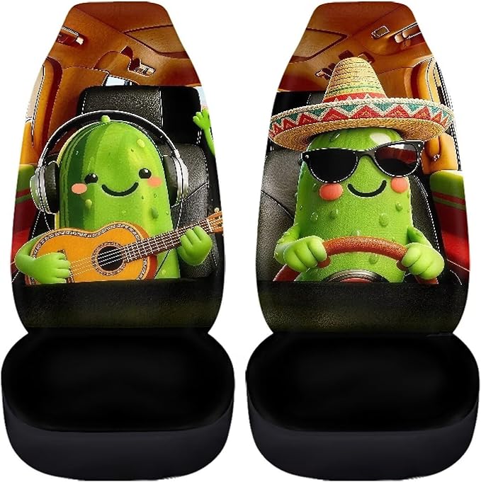 Cucumber Car Front Seat Covers 2 Pcs Funny Comfortable Car Seat Covers Front Seats Only Removable Automotive Accessories Universal Fit for Most Cars SUVs and Sedans
