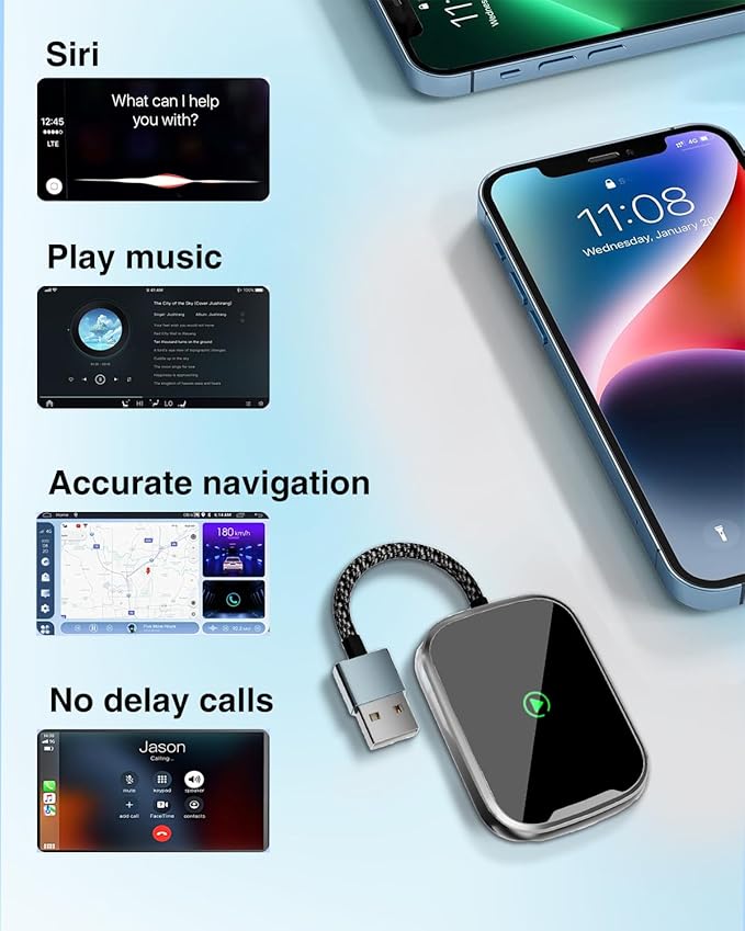 Wireless CarPlay & Android Auto Adapter 2 in 1, 2026 Upgrade 5G WiFi Dongle for Factory Wired CarPlay Cars, Convert Wired to Wireless for iPhone & Android, Plug & Play