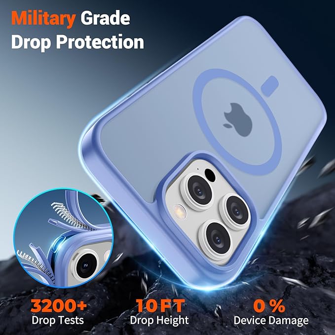 SUPFINE Magnetic for iPhone 15 Pro Case (Compatible with MagSafe) (Military Grade Drop Protection) Translucent Matte Shockproof with Anti-Fingerprint Phone Case,Blue Purple