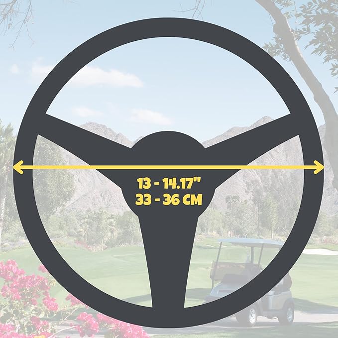Universal Colorful Bling Crystal Diamond Rhinestones Golf Cart Steering Wheel Cover fits Club Car, Yahama, EZGO, Anti Slip Cover Easy to Install, Great Gifts for Golfer Women Womens (White Diamond)