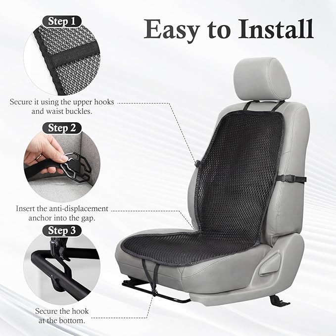 1 Pack Breathable Mesh Car Seat Cushion - Black Double 3D Air Cool Chair Seat Pad for Truck, SUV, Van, Car Universal Fit