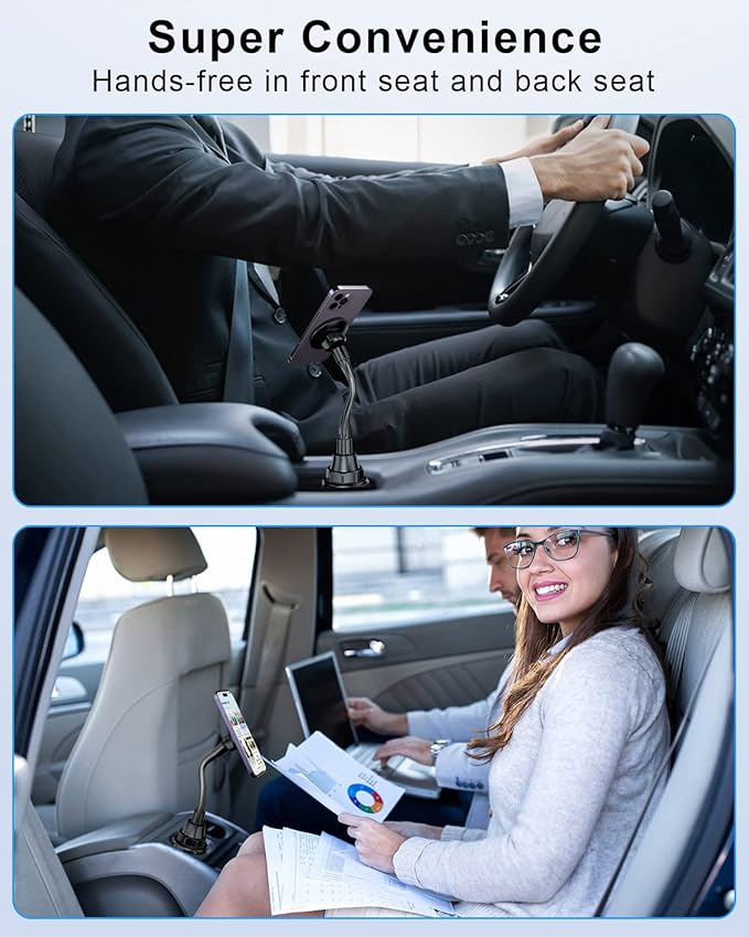 SUPERONE for Magsafe Cup Holder Phone Mount,Universal Cup Phone Holder For Car,Wireless Magnetic Car Mount with Adjustable Neck & 360°Rotation for iPhone 17 16 15 14 13 12Pro Max,Samsung & Smartphones