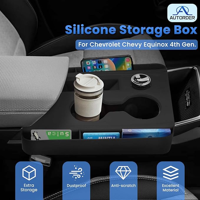 Autorder Silicone Center Console Organizer for 2025-2026 Chevy Chevrolet Equinox Accessories Anti Scratch Protective Pad Cover Storage Box Silicone Shift Panel Trim Cover(Not for Equinox EV)