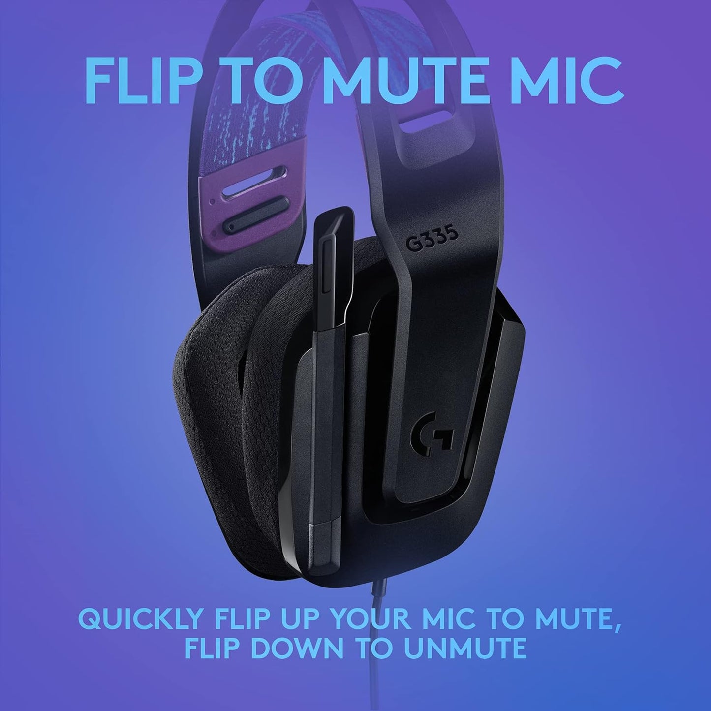 Logitech G335 Wired Gaming Headset, with Flip to Mute Microphone, 3.5mm Audio Jack, Memory Foam Earpads, Lightweight - Black