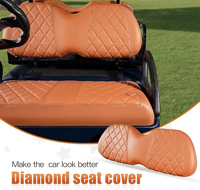 NOKINS Golf Cart Diamond Seat Covers Kit, Fit for Club Car Precedent OEM Standard Front Seat Cushion, Golf Cart Vinyl Seat Cover, No Nails Required