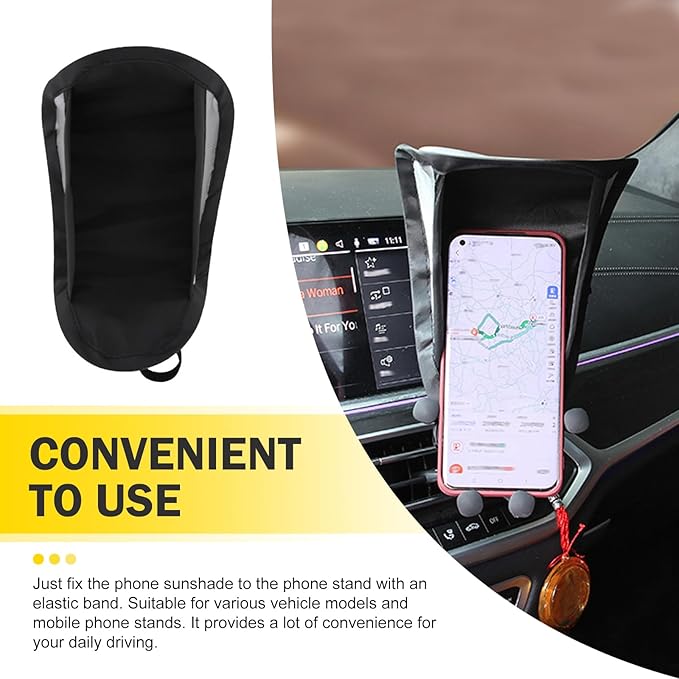 Car Dash Covers, Phone Umbrella, Anti-Glare Sunshade Umbrella Phone Holder, Universal for Most Cars (Black)