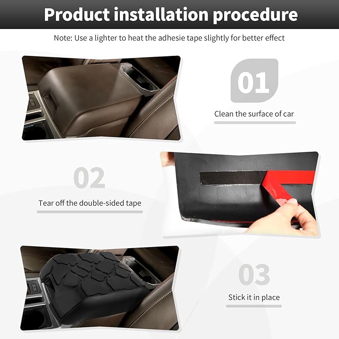 CheroCar Center Console Armrest Cover Compatible with 2015-2020 Ford F150 Rubber Cushion Middle Console Protective Cover Waterproof Arm Rest Box Pad Lid Cushion Interior Accessories
