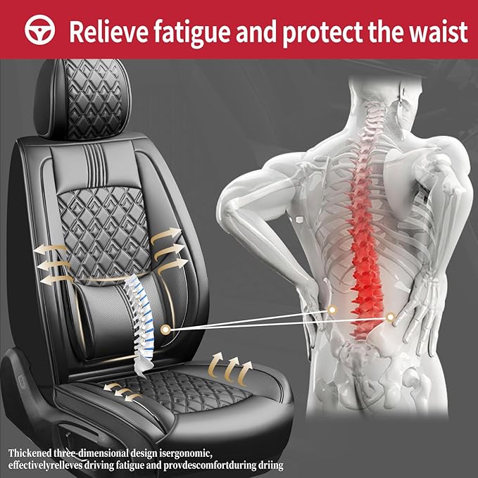 Fit Accord Car Seat Covers for Honda Accord 2003-2024 2025 2026 - Upgraded Premium Waterproof & Breathable Leather, Airbag Compatible, All-Weather Seat Cushion Protector (Full Set, Black)