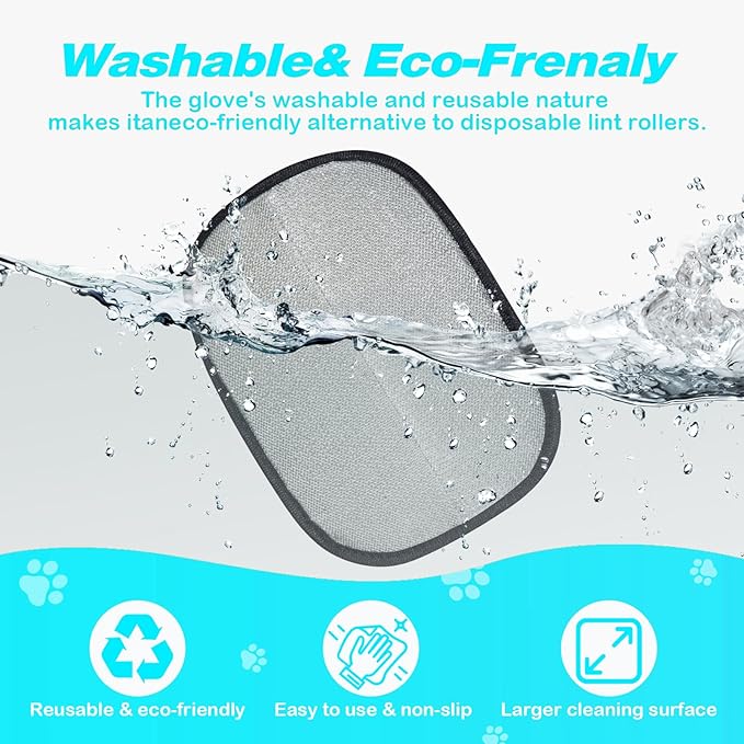 Pet Hair Removal Glove for Dog and Cat, Reusable Pet Hair Remover, Magic Brush Pet Hair Removal Tool, Pet Grooming Gloves for Couch, Clothing, Carpet, Furniture, Car Seats, Blue, 1pcs