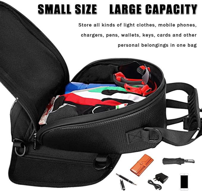 Motorcycle Tank Bag for BMW K1600B K1600GT K1600GTL K1600 B GT GTL, Oxford Magnetic Motorbike Bag Water-Resistant Motorcycle Gas Tank Bag with Magnets and Straps for Touring,B/Strap