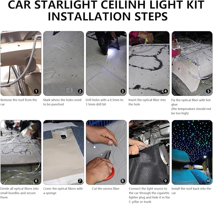 Starlight Headliner Kit,Twinkle + Music Sync Dual Color Fiber Optic Star Ceiling Lights with APP Remote Control, RGBW Shooting Star Lights for Car/Home Ceiling Decor, 600pcs 9.8ft