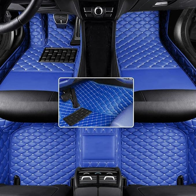 Car Floor Mats Automotive Floor Mats Vehicle Specific All Weather Protection Custom Compatible with Most of 98% Cars SUVs (Blue)