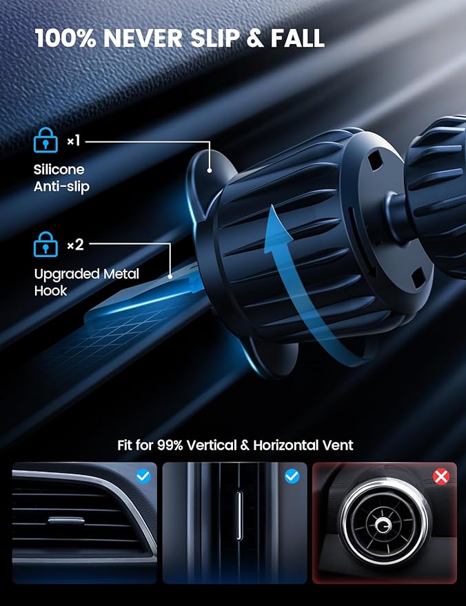 Lamicall 15W for MagSafe Car Mount Charger - [20X Strong Magnets] Wireless Car Phone Holder Charger, Magnetic Phone Holders for Car Vent Dash Accessories for iPhone 17 Pro Max Black Mothers Day