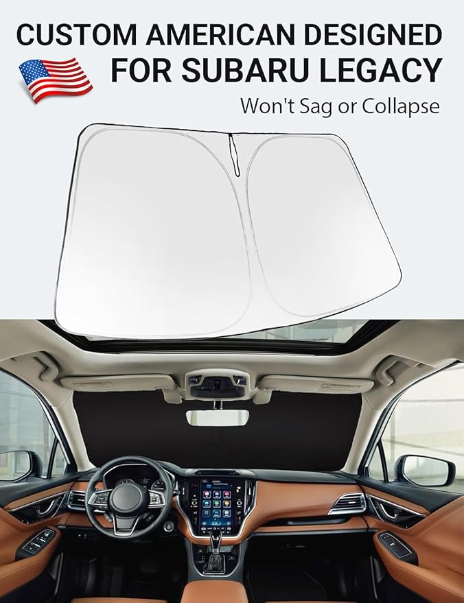 Proadsy 2026 Upgrade Windshield Sun Shade Custom Fit 2020-2025 Legacy Foldable Front Sunshade Protector Sun Visor Blocks UV Rays Keep Car Cooler