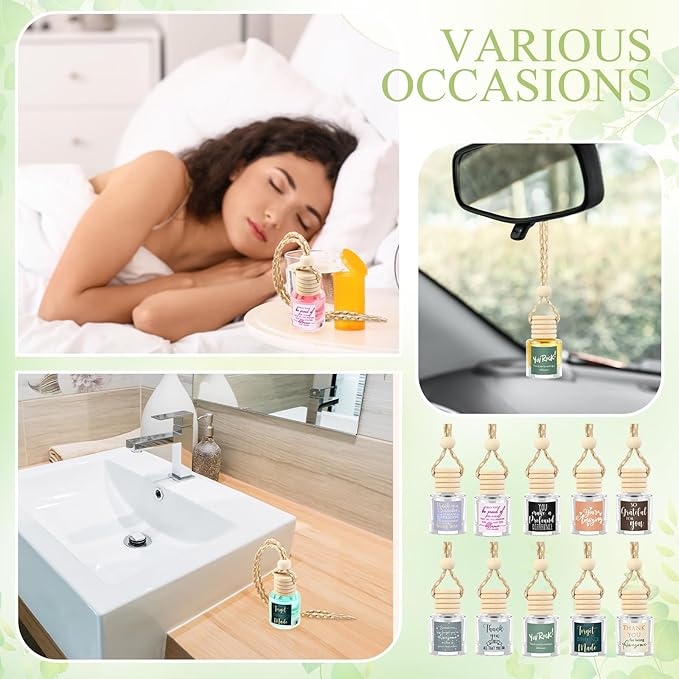 Funnymoom 50 Pcs Employee Appreciation Gifts Bulk Empty Glass Car Air Freshener Hanging Diffuser Thank You Gifts for Employee Nurse Staff Dietician Social Worker Volunteer