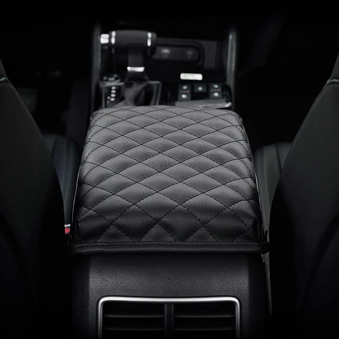 KMMOTORS Compatible with Kia Sportage(NQ5), 2023-2025 Center Console Cover Black, Armrest Cushion, Car Accessories for Sportage NQ5, Vegan Leather, Protect from Scratch, Pet Claws