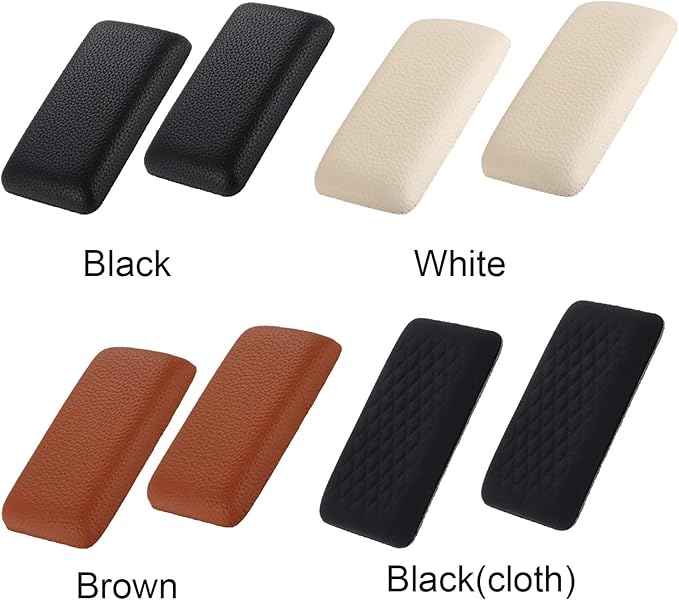2pcs Car Arm Rest Elbow Pads, Auto Center Console Knee Cushion Adjustable Height Soft Leather Pad Knee Support Pad with Memory Foam for Universal Car Interior Accessories(Black)