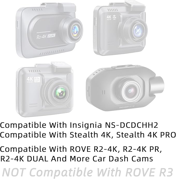 Dash Cam Mount for Rove R2-4K, R2-4K PRO, R2-4K Dual, Stealth 4K, Stealth 4K PRO, Insignia NS-DCDCHH2, 360 J501 Dash Cam Rearview Mirror Mount Holder for Rove R2 4K Dash Cam Series